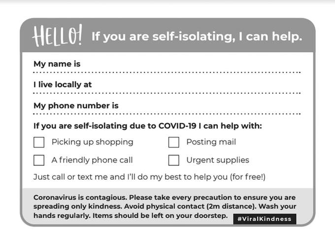 Self Isolating Help Template